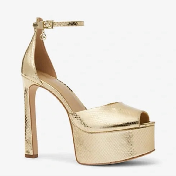 MICHAEL KORS Martina Metallic Snake Embossed Leather Pumps size 7 & 8 available - Picture 1 of 3